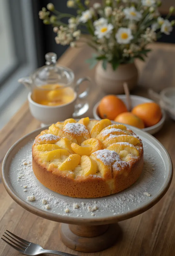 Pasniegta ābolu un apelsīnu torte