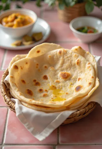 Svaigi cepta indiešu chapati maize pasniegta