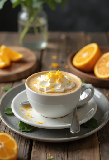 Apelsīnu un krustnagliņu latte glāzē
