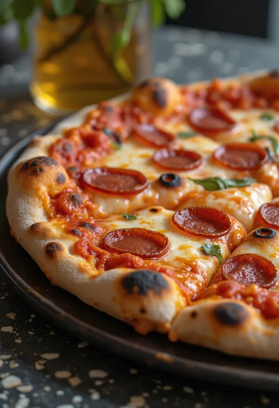 Pica ar kūpinātu sieru un pepperoni svaigi cepta