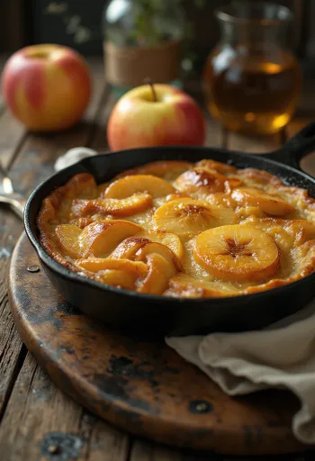 Apfelpfannkuchen, vācu ābolu pankūka pasniegta