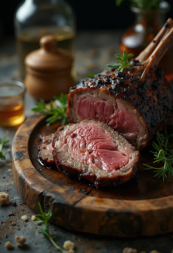 Pasniegta kūpināta BBQ jēra ciska