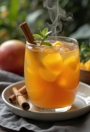 Mango sidrs pasniegts glāzē