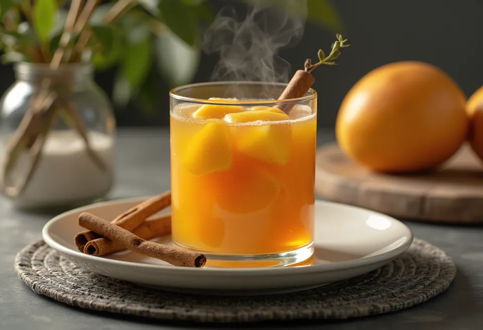 Mango sidrs pasniegts glāzē