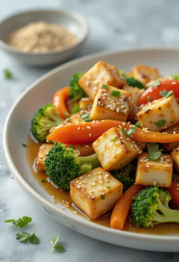 Ķiploku tofu ar dārzeņiem
