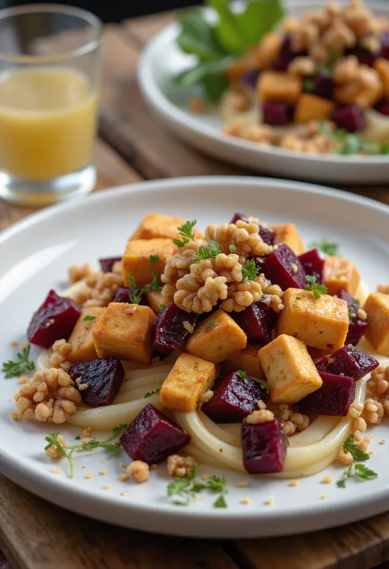 Pikantie tofu salāti ar bietēm