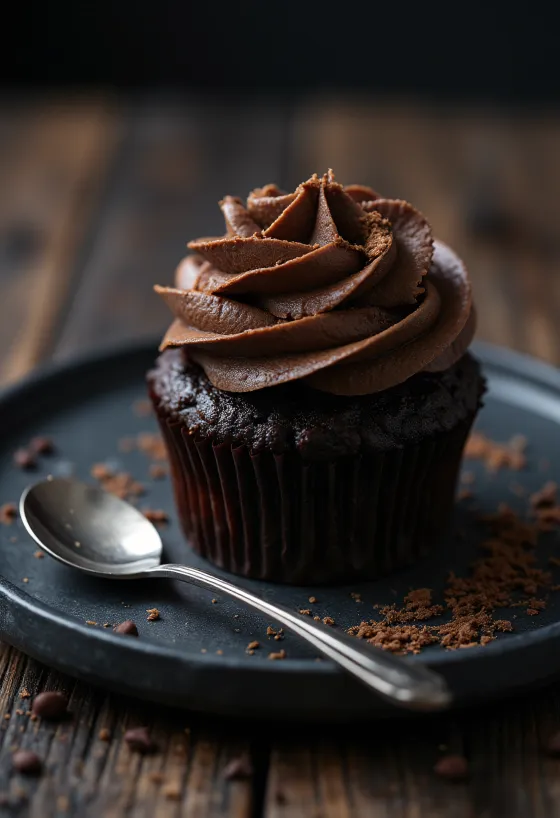 Tumšās šokolādes kēksiņi pasniegti