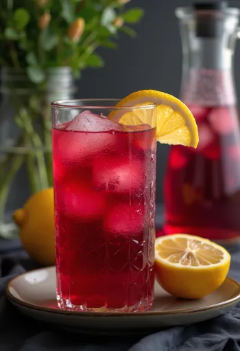 Svaigi pagatavota hibiska limonāde ar ledu