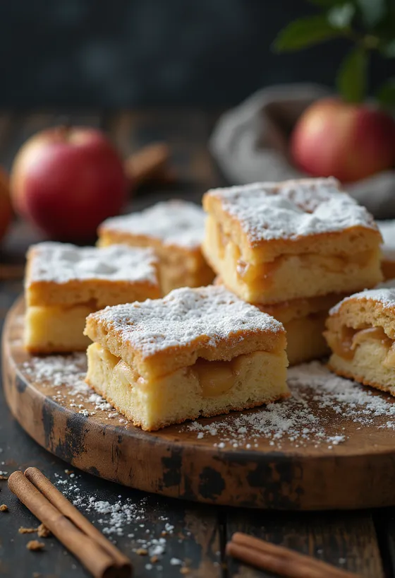 Kanēļa un ābolu biskvīts pasniegts