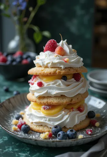 Bezē torte rotāta ar augļiem
