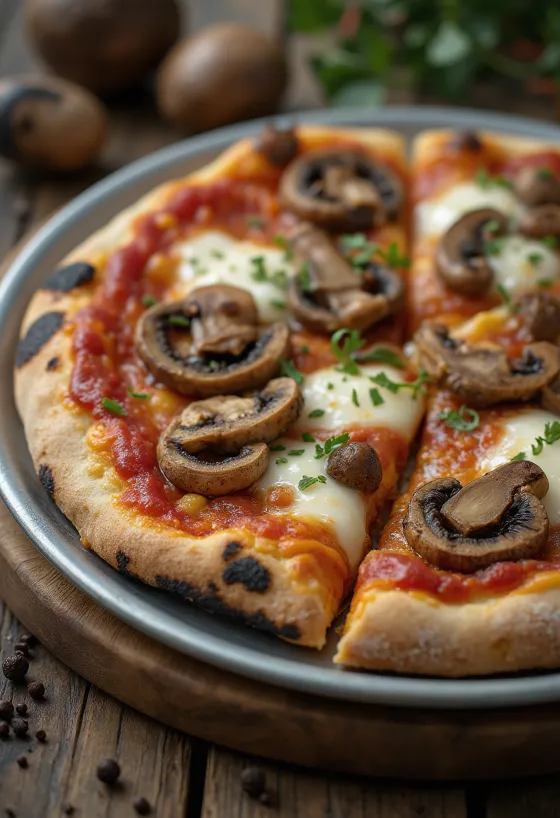 Pizza ai Funghi di Bosco ar meža sēnēm un mozzarellu