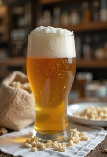 Mājas alus pasniegts glāzē