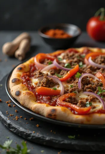 Pizza Algerienne pasniegta