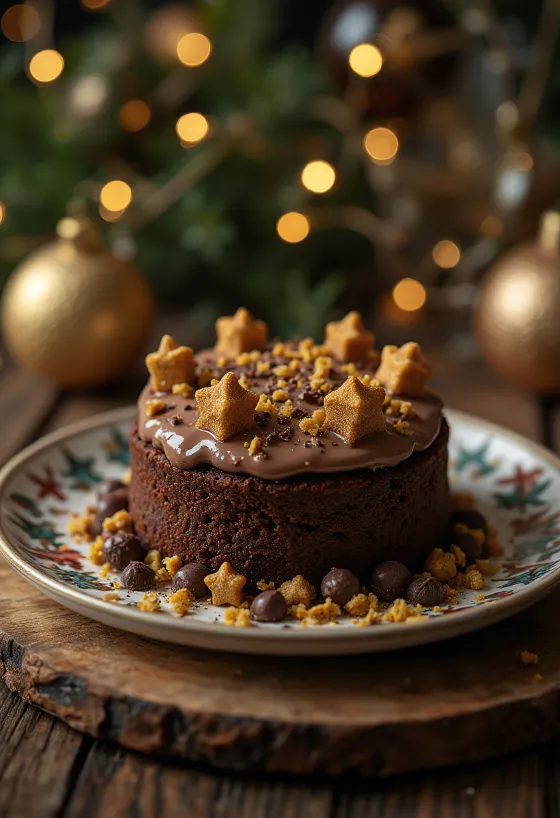 Adventes šokolādes torte ar svētku rotājumiem