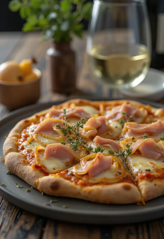 Pizza alla Messinese ar tunci un sīpoliem