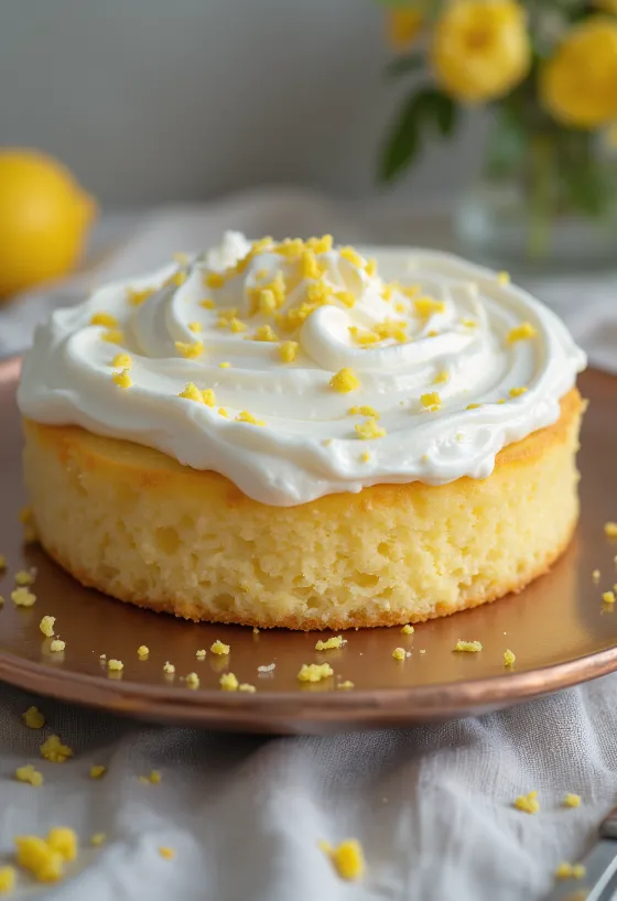 Vegānā citronu torte rotāta ar krēmīgu augu putukrējumu