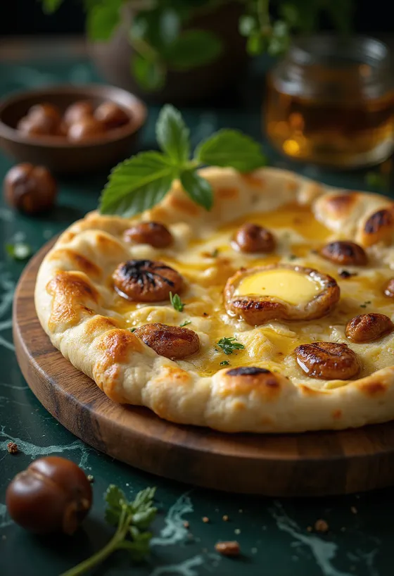 Pasniegta cepta naan maize ar kastaņiem