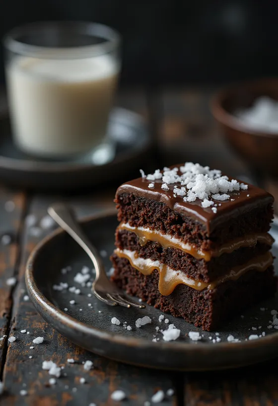 Karameļu un šokolādes torte elegantā pasniegšanā