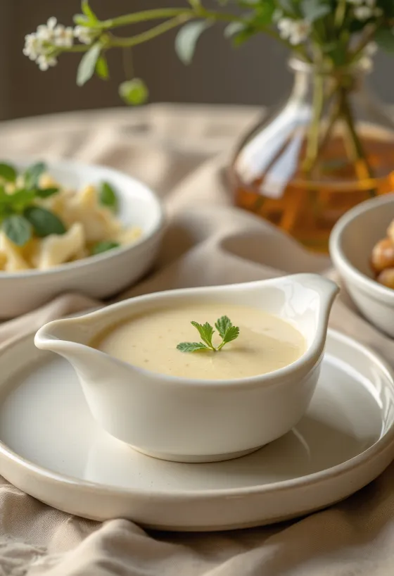 Velouté mērce mērces traukā