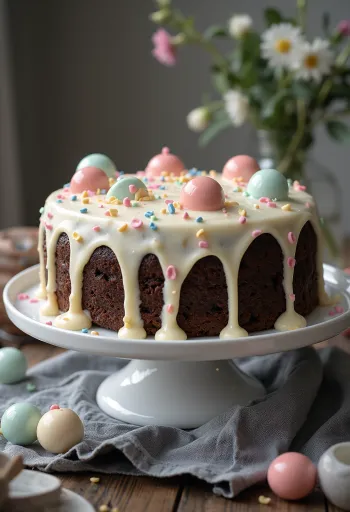 Šokolādes torte ar punktiņiem un baltu krēmu