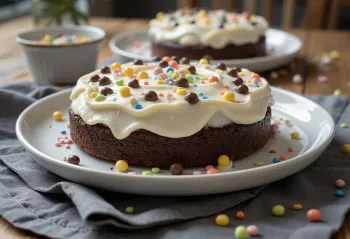 Šokolādes torte ar punktiņiem un baltu krēmu