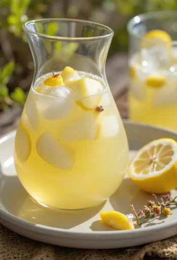 Bumbieru limonāde pasniegta glāzē