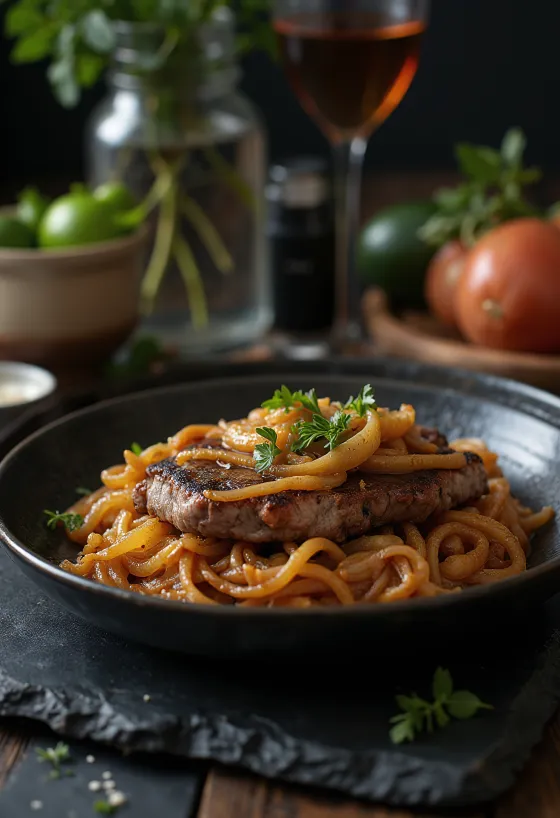 Bistec Encebollado ar sīpoliem