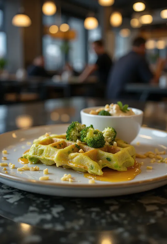 Brokoļu vafeles svaigi ceptas