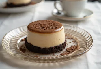 Kafijas panna cotta torte pasniegta šķēlēs