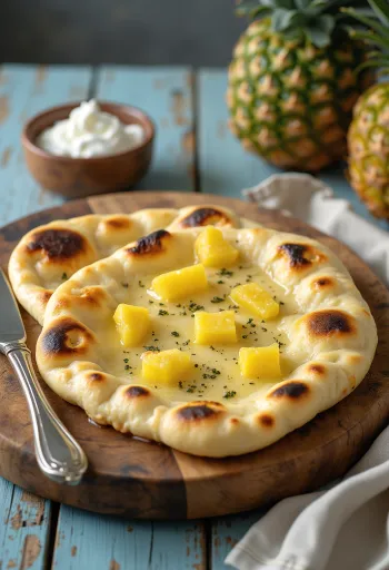 Ananasu naan maize pasniegta