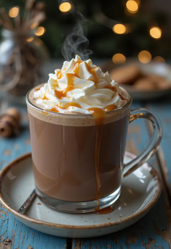 Karstā šokolāde ar putukrējumu un karameli