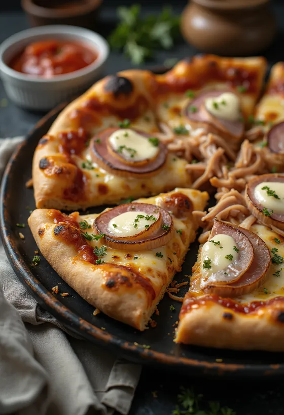 Pizza Cubana pasniegta