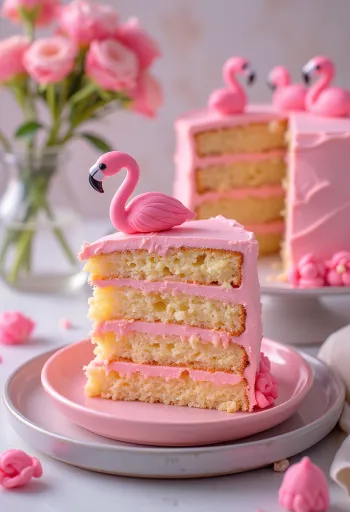 Flamingo torte ar rozā un zelta dekoriem
