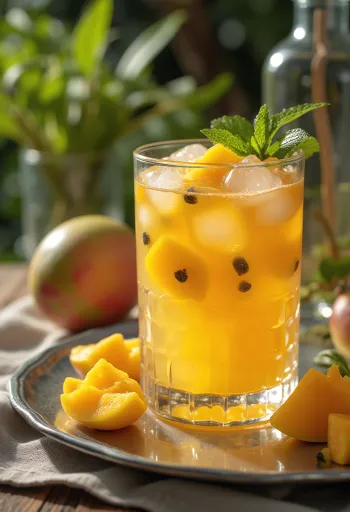 Svaigi pasniegts mango un pasifloras sidrs