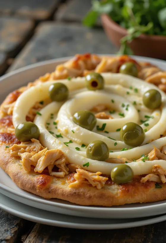 Pizza de Frango com Catupiry ar vistas krūtiņu un krēmsieru