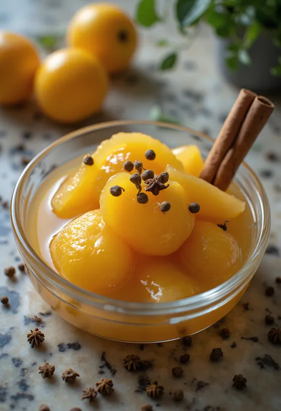 Cidoniju kompots ar kanēli un krustnagliņām