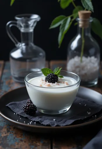 Kūpināta panna cotta pasniegta