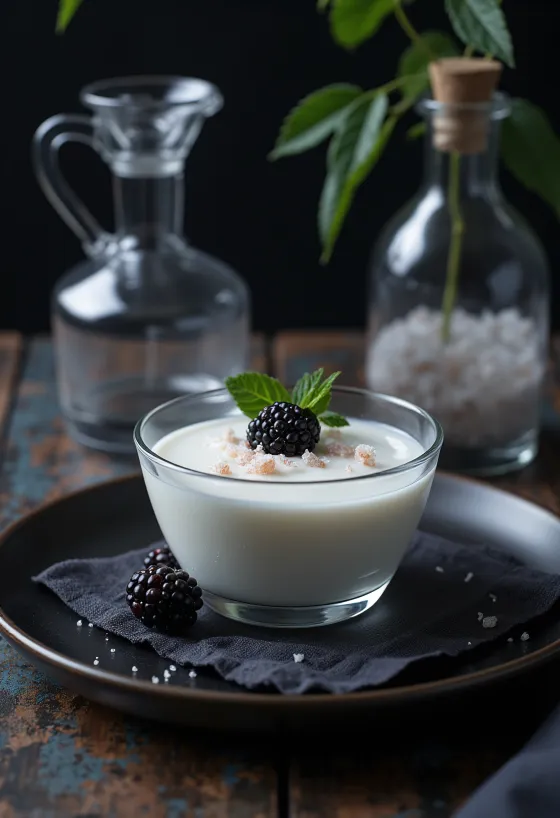 Kūpināta panna cotta pasniegta