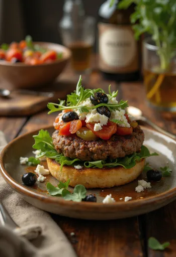 Vidusjūras burgers pasniegts