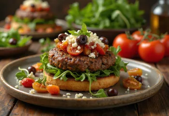 Vidusjūras burgers pasniegts