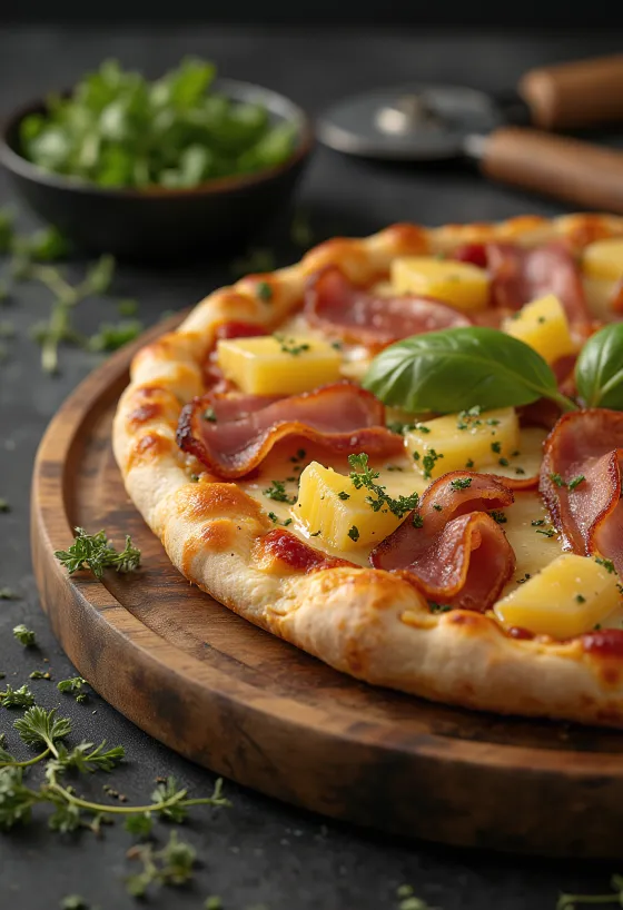 Gaļas cienītāju Havaju pica ar papildu šķiņķi un bekonu