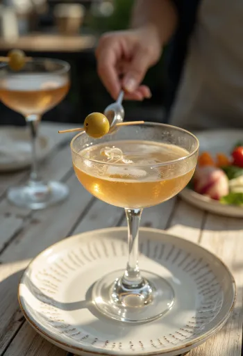 Kokteilis "Martini", rotāts ar olīvu