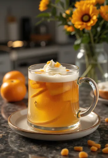 Piparmētru un citrusaugļu sidrs pasniegts glāzē