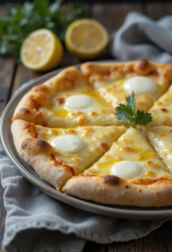 Svaigi cepta baltā pica ar Grana Padano sieru