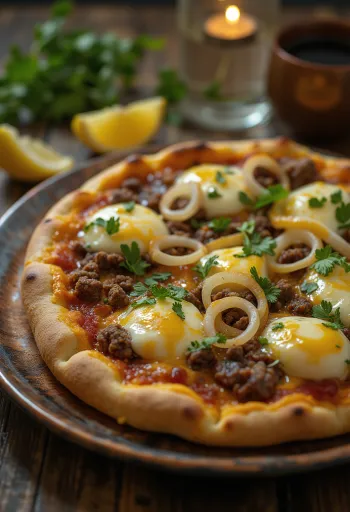 Pizza Egiziana pasniegta