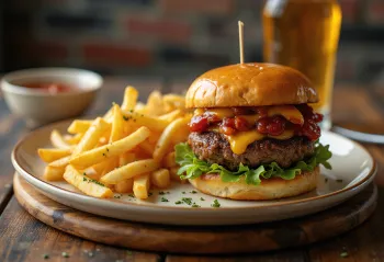 Medus BBQ burgers pasniegts